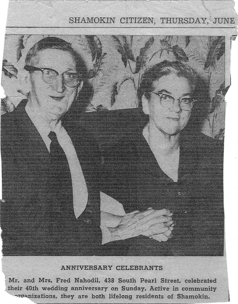 40th wedding celebration announcement published in the Shamokin Citizen on June 2, 1960. Today is the 93rd anniversary of their marriage.