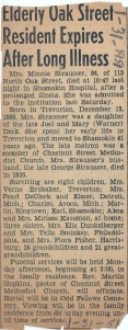Obituary of Minnie (Derk) Strausser